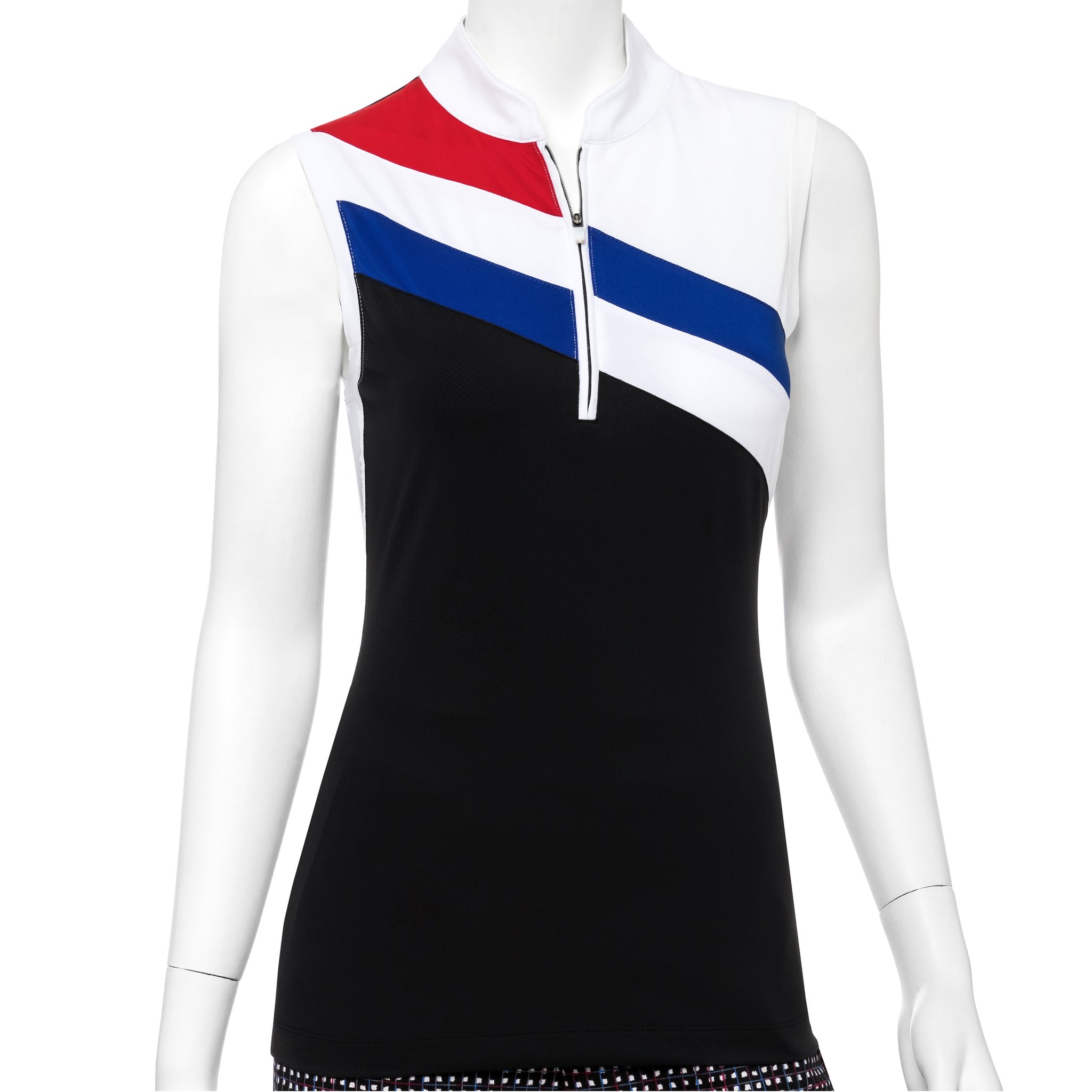 EPNY Womens Sleeveless Zip Mandarin Collar Golf Polo Shirt