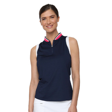 Belyn Key Sabrina Sleeveless Women's Golf Shirt - Ink/Melon - FINAL ...