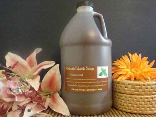 Peppermint - RAW LIQUID AFRICAN BLACK SOAP 64 OZ (1/2 GALLON) 