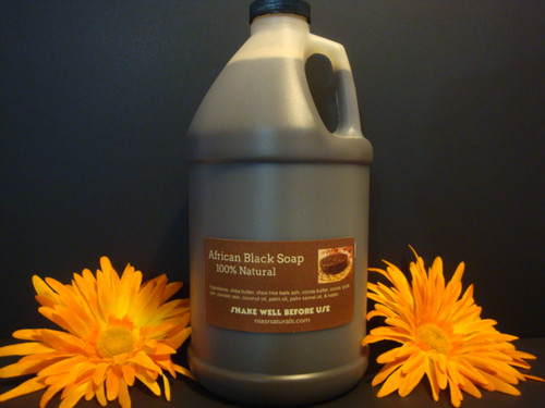 100% NATURAL RAW LIQUID AFRICAN BLACK SOAP 64 OZ (1/2 GALLON)
