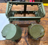 230912-01:  Original Late WW2 dated Basket Drum and Carrier Set  (Yugo Repainted)  (SHIPS FREE in Lower 48)