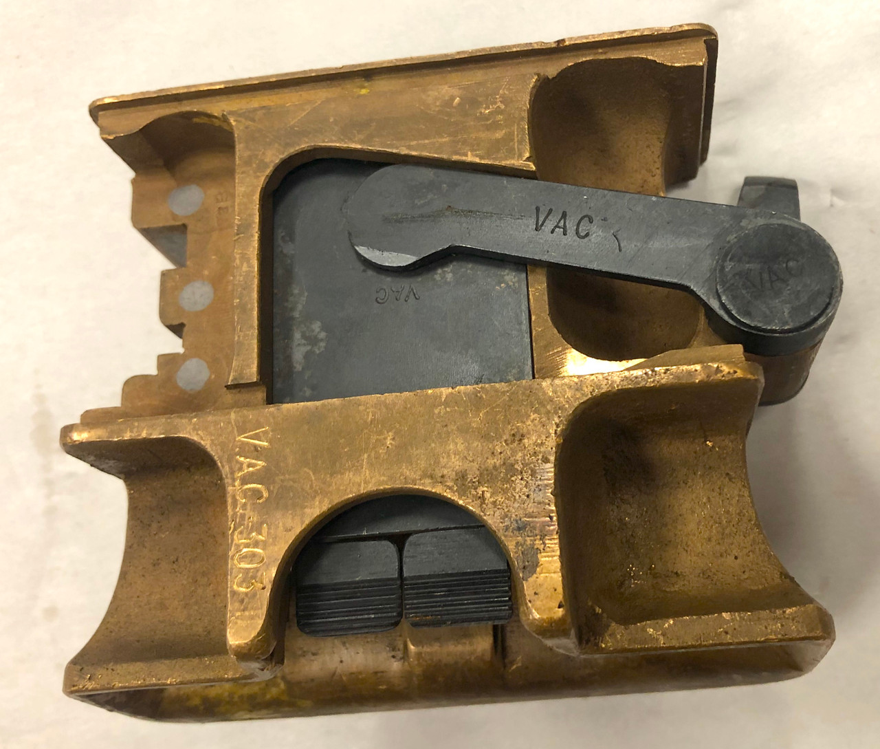 VAC All Brass Feed Block Assembly - Unnumbered on Top, Factory Number on Front