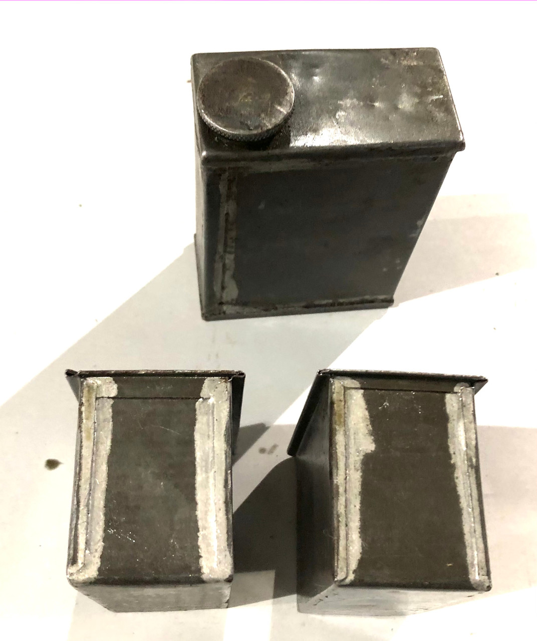 220310-03: Two x Vickers Small Parts Tins, 1 Mk1 Oil Bottle