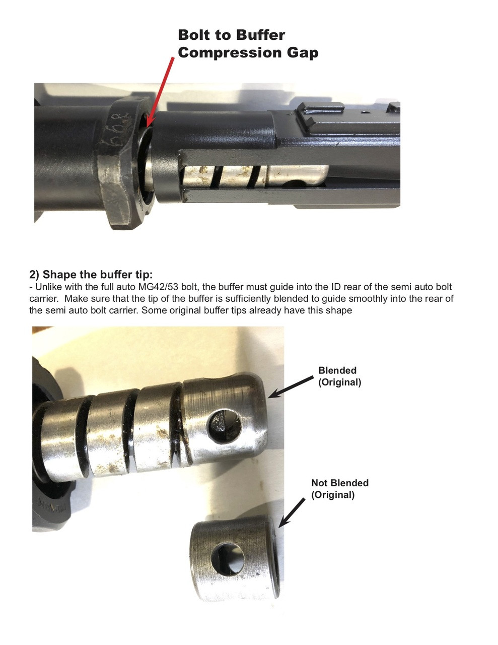 BRP Second Pattern Semi Auto Bolt Assembly with Removable Rear Extension