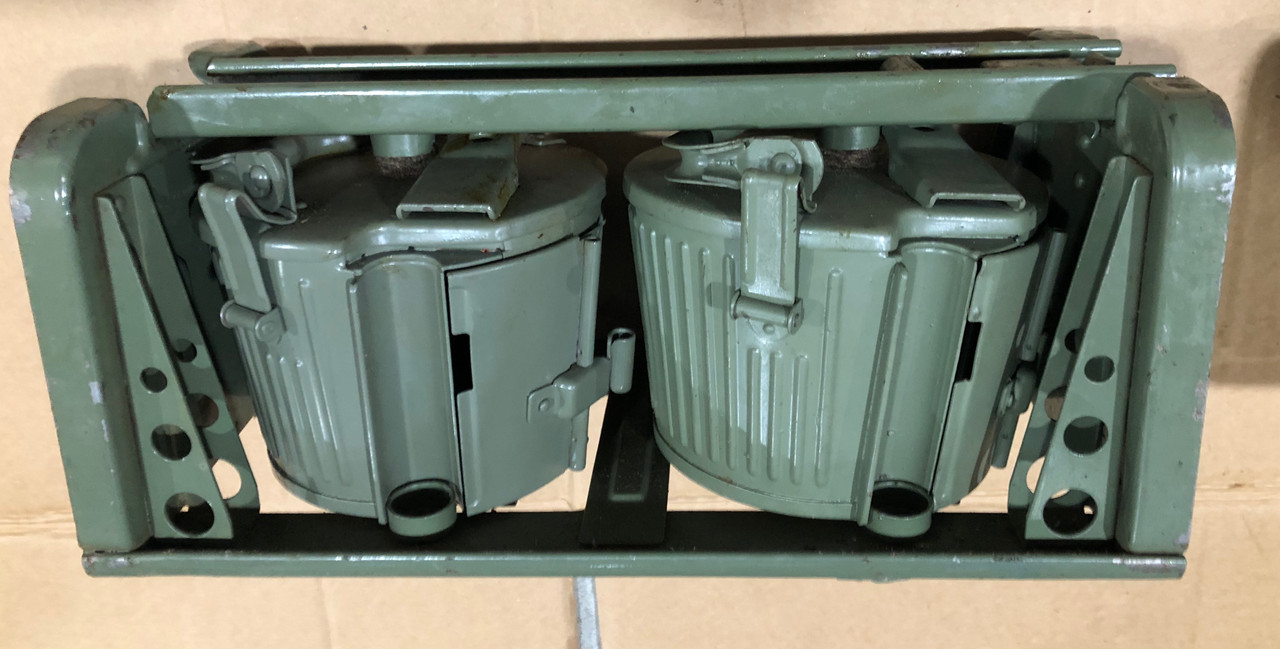 Lot 221211-03:  Original WW2 dated Basket Drum and Carrier Set  (Yugo Repainted)  (SHIPS FREE in Lower 48)