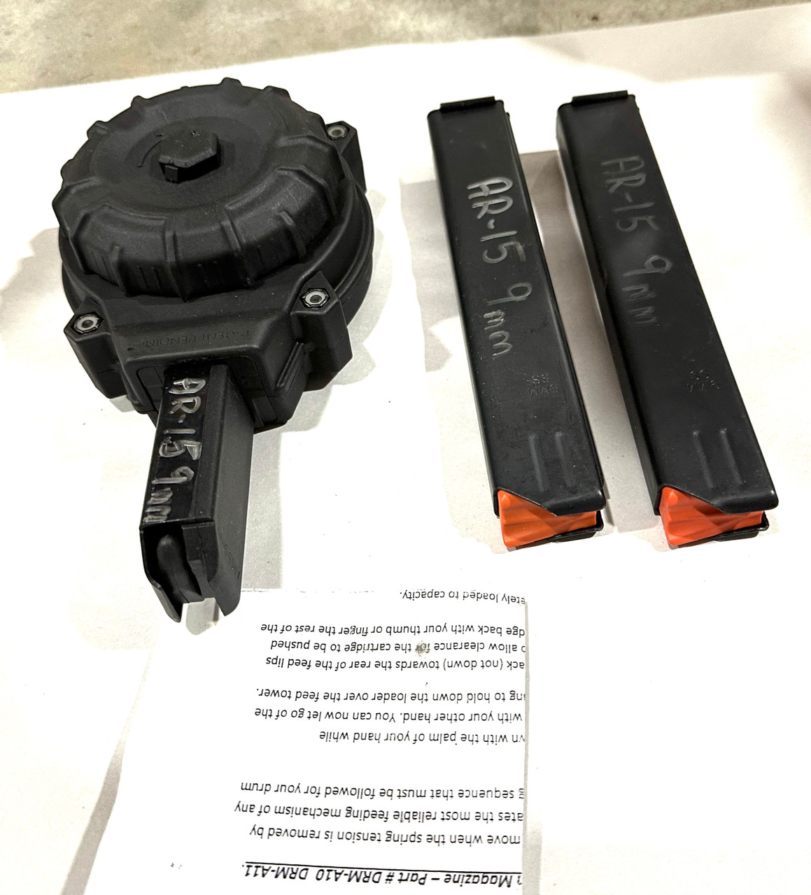 Lot: Colt AR Pattern 9mm Drum and Mags