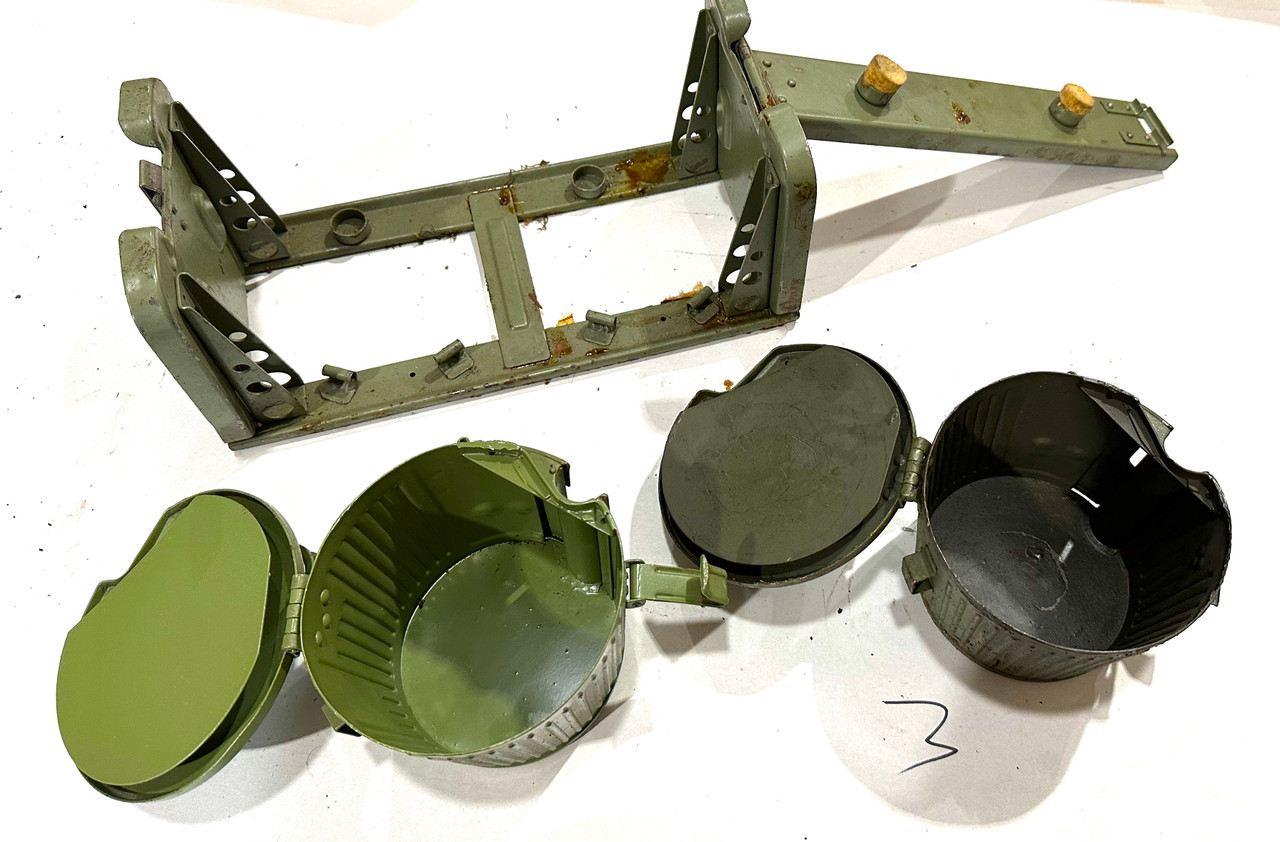 230716-03:  Original HASAG WW2 dated Basket Drum and Carrier Set  (Yugo Repainted)  (SHIPS FREE in Lower 48)