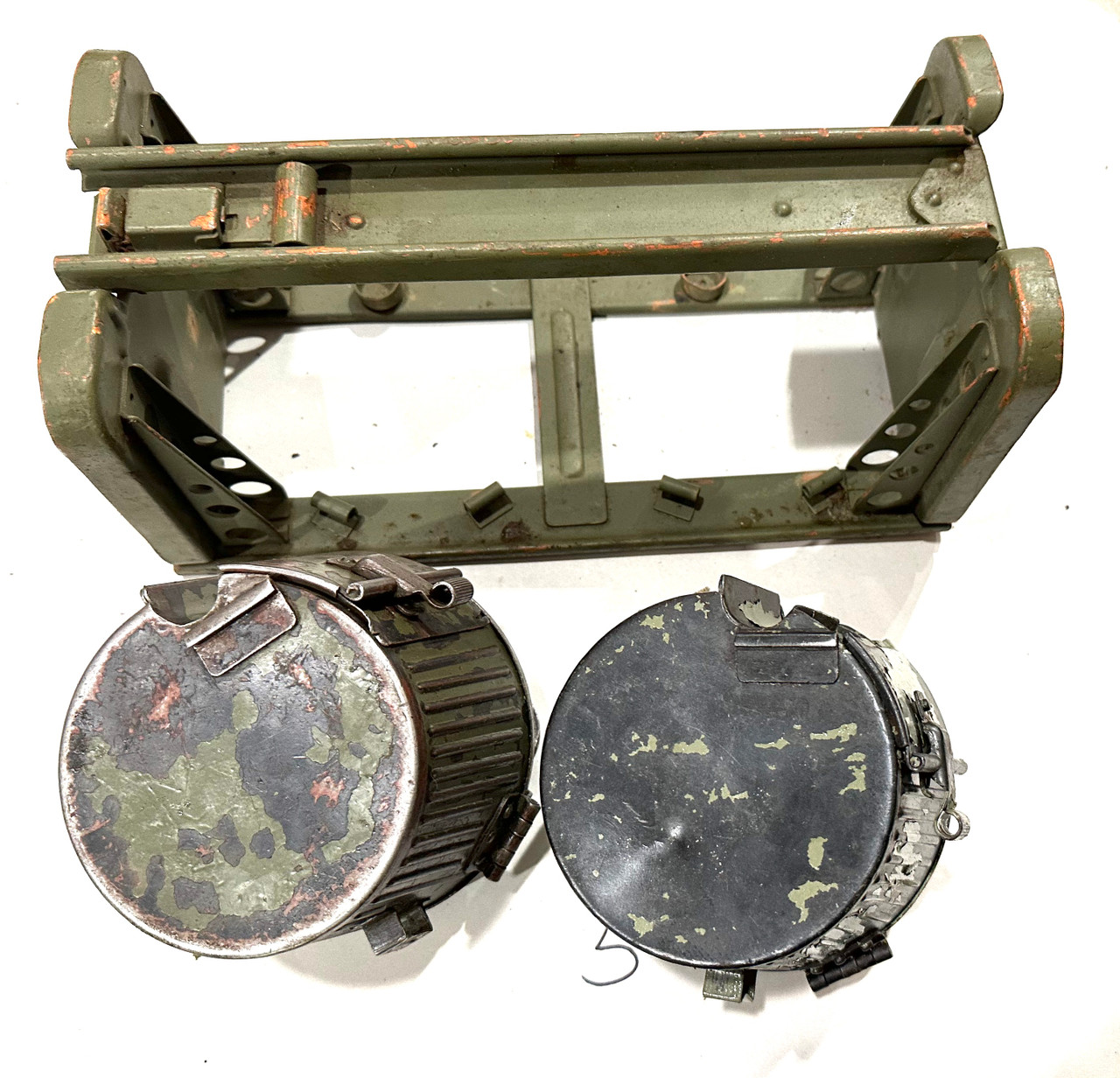 230716-05:  Original WW2 dated Basket Drum and Carrier Set  (Yugo Repainted)  (SHIPS FREE in Lower 48)