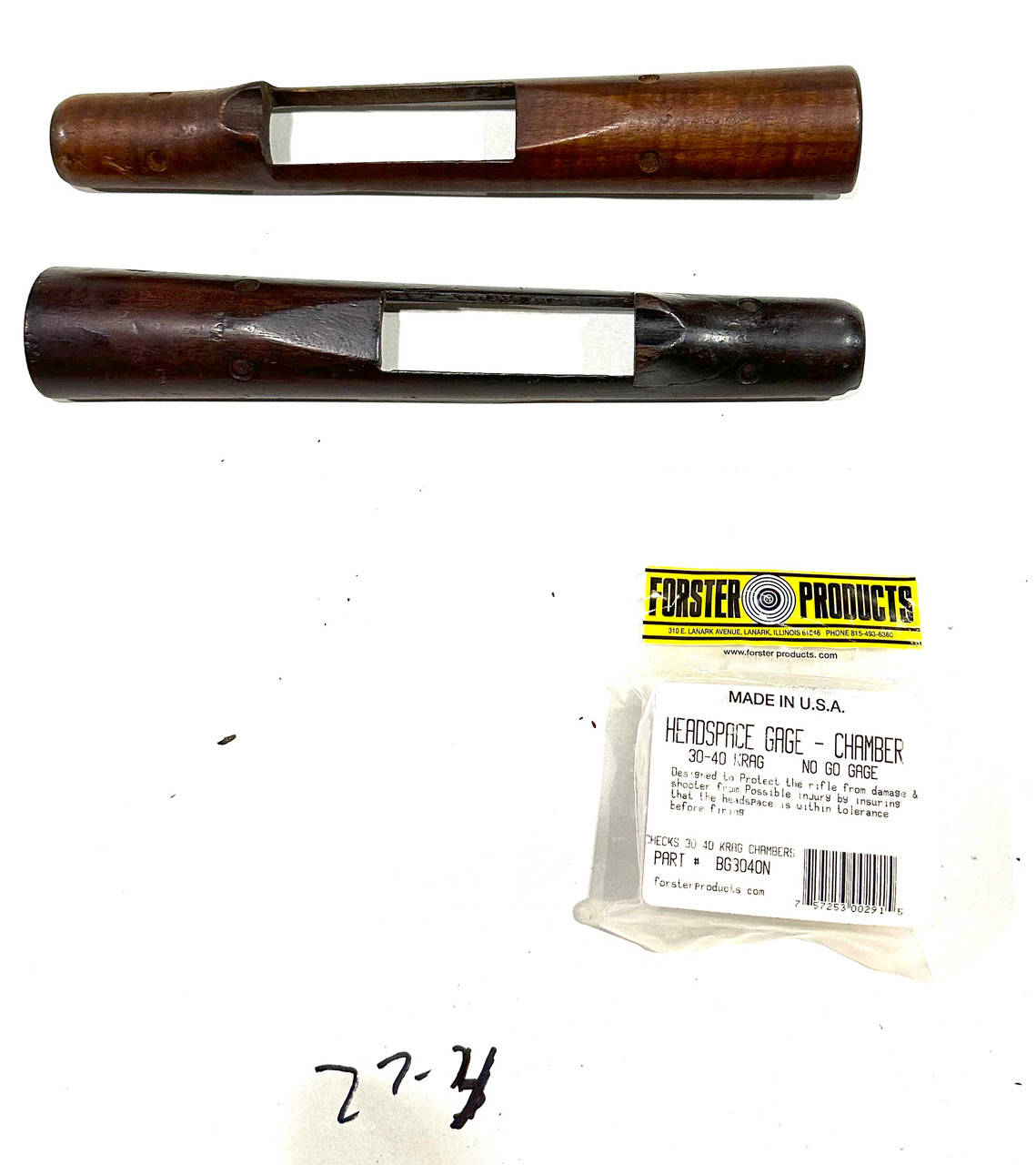 Lot: 2x 1899 Krag Carbine Handguards and a No-Go gauge