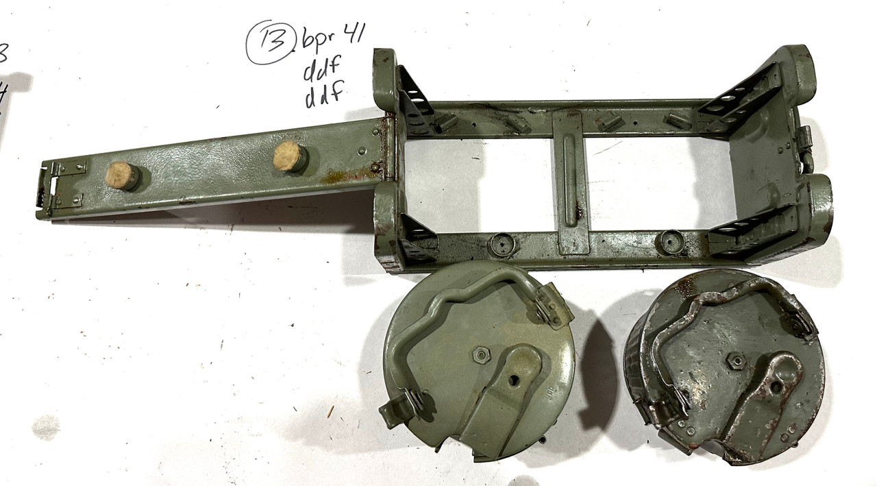 230909-13:  Original WW2 dated Basket Drum and Carrier Set  (Yugo Repainted)  (SHIPS FREE in Lower 48)