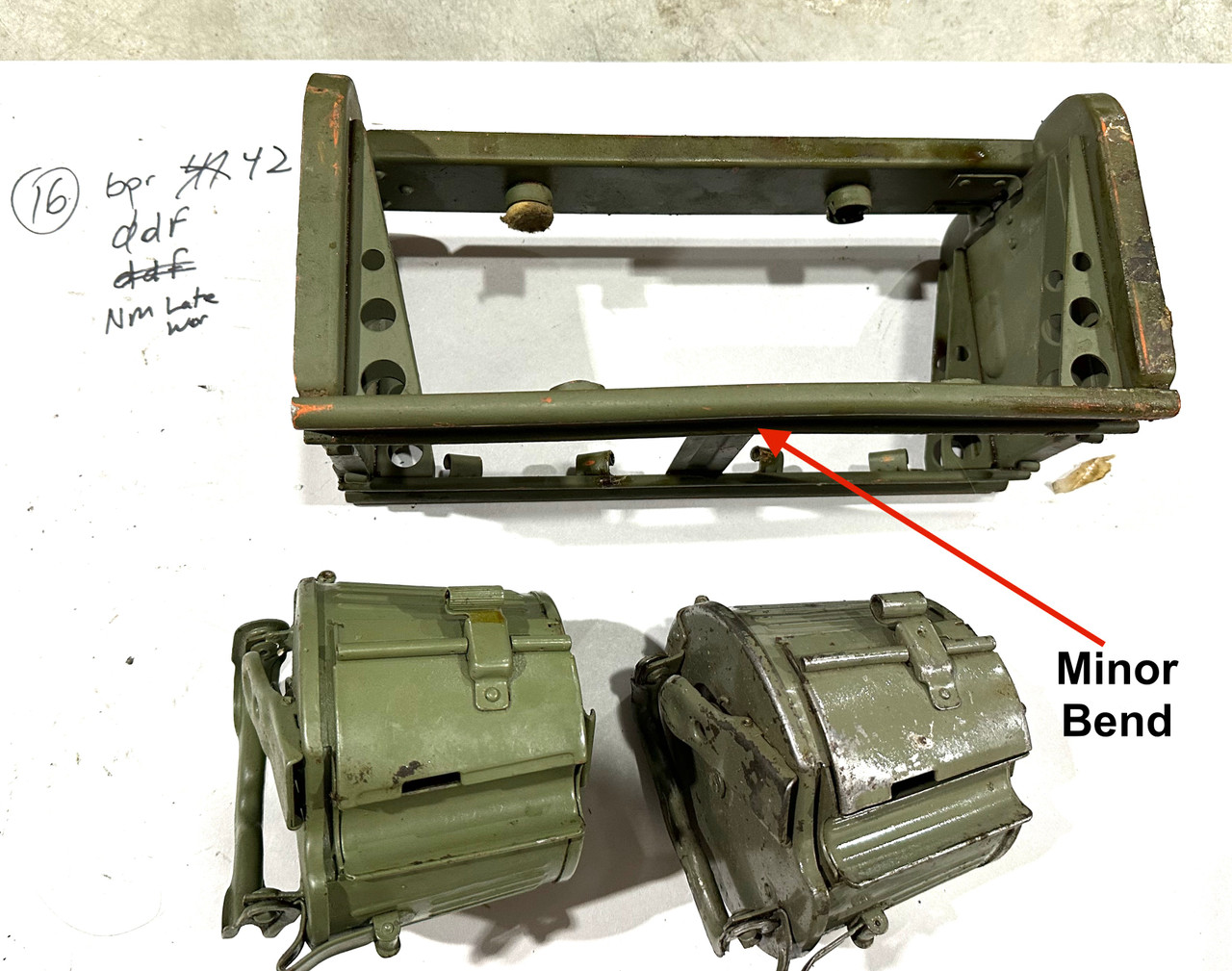 230909-16:  Original WW2 dated Basket Drum and Carrier Set  (Yugo Repainted)  (SHIPS FREE in Lower 48)