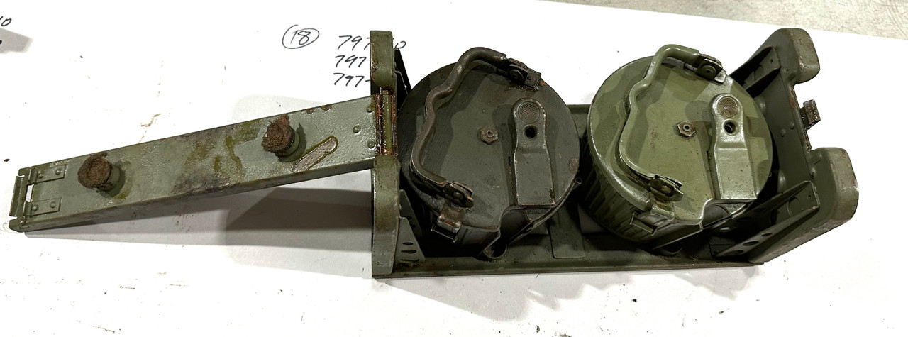 230909-18:  Original WW2 dated Basket Drum and Carrier Set  (Yugo Repainted)  (SHIPS FREE in Lower 48)