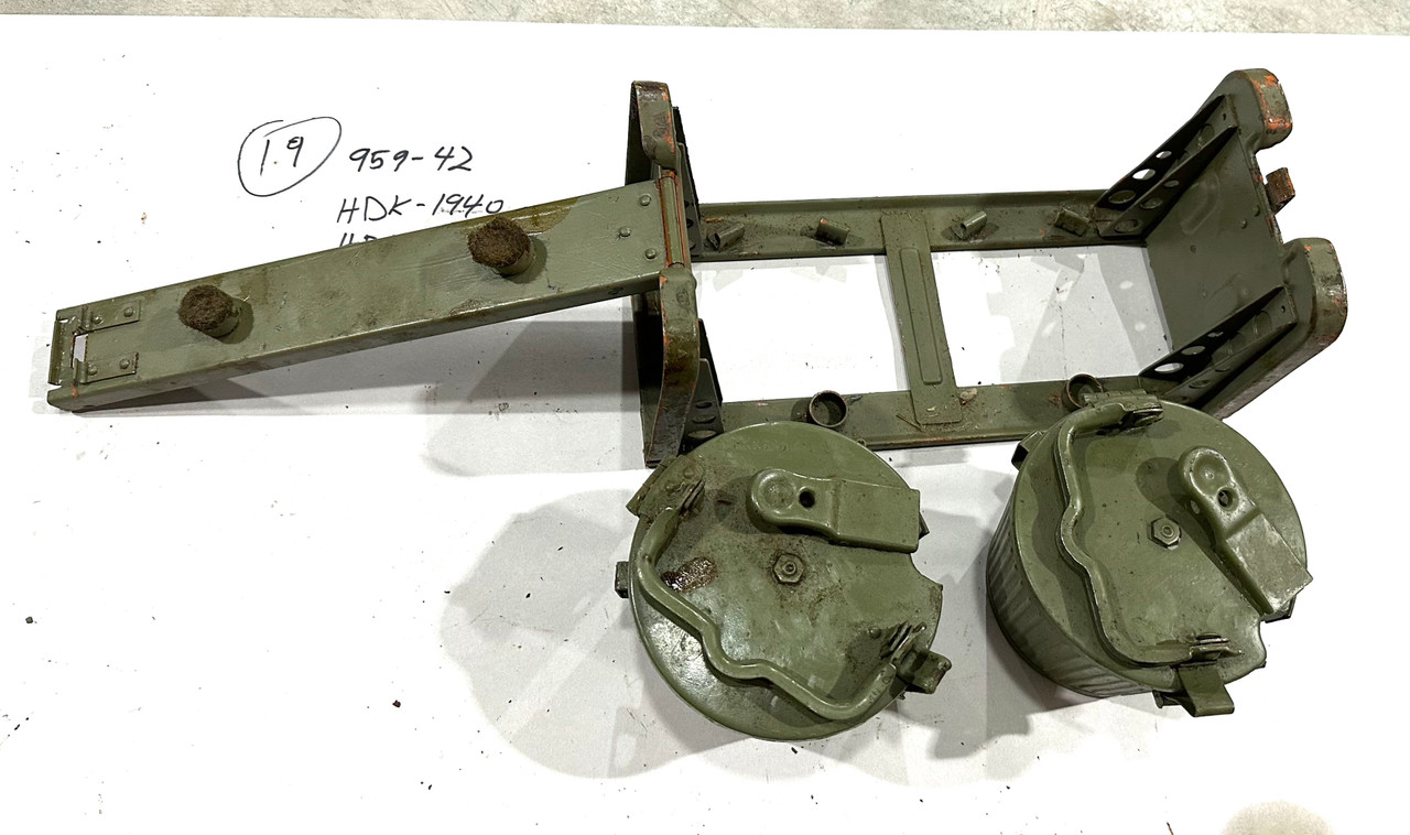 230909-19:  Original WW2 dated Basket Drum and Carrier Set  (Yugo Repainted)  (SHIPS FREE in Lower 48)