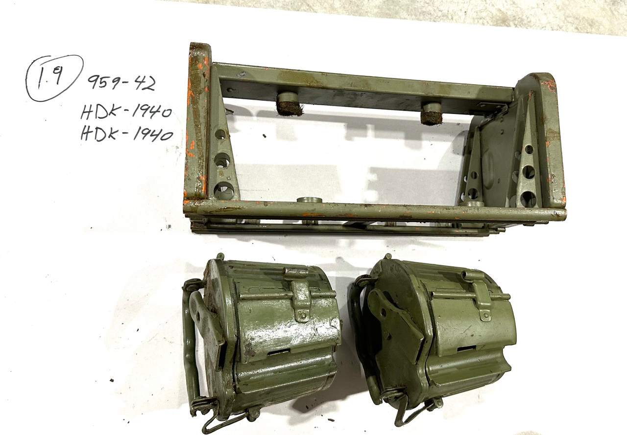 230909-19:  Original WW2 dated Basket Drum and Carrier Set  (Yugo Repainted)  (SHIPS FREE in Lower 48)