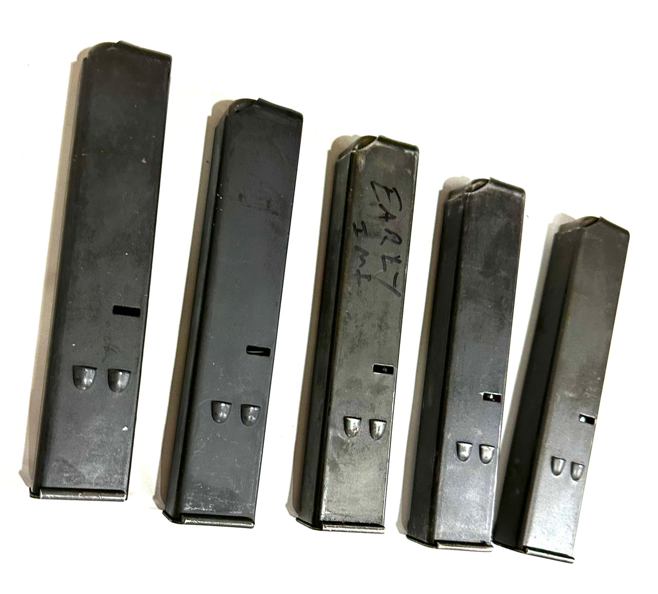 Lot of 5 Rare Early 25rd Uzi Mags With Rear Indicator Holes