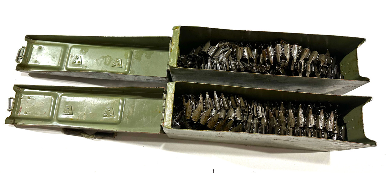 Low Grade: 2 x Yugo 8mm Ammo Cans with 16 x MG3/MG34/42 NATO 7.62/308 Belt (German post war) 