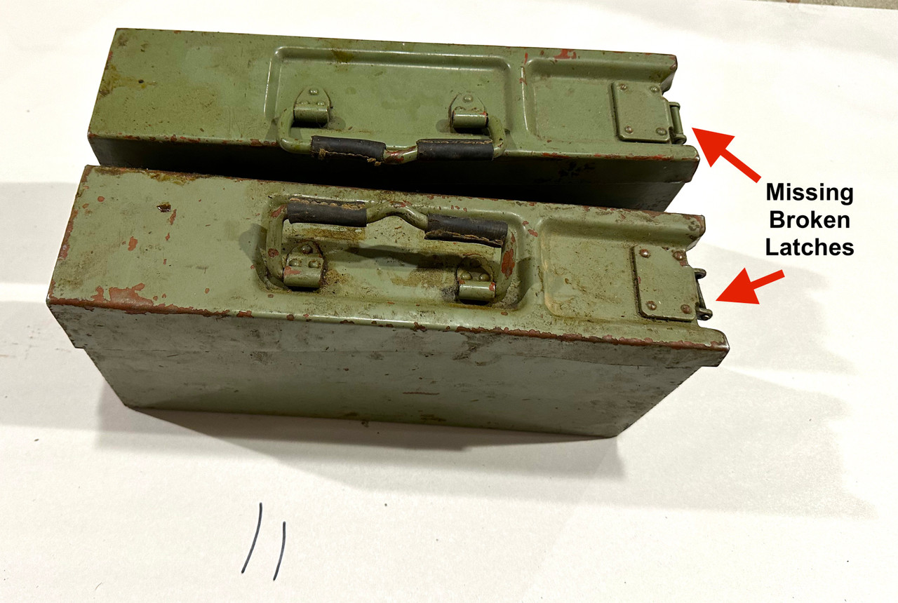 Low Grade: 2 x Yugo 8mm Ammo Cans with 16 x MG3/MG34/42 NATO 7.62/308 Belt (German post war) 