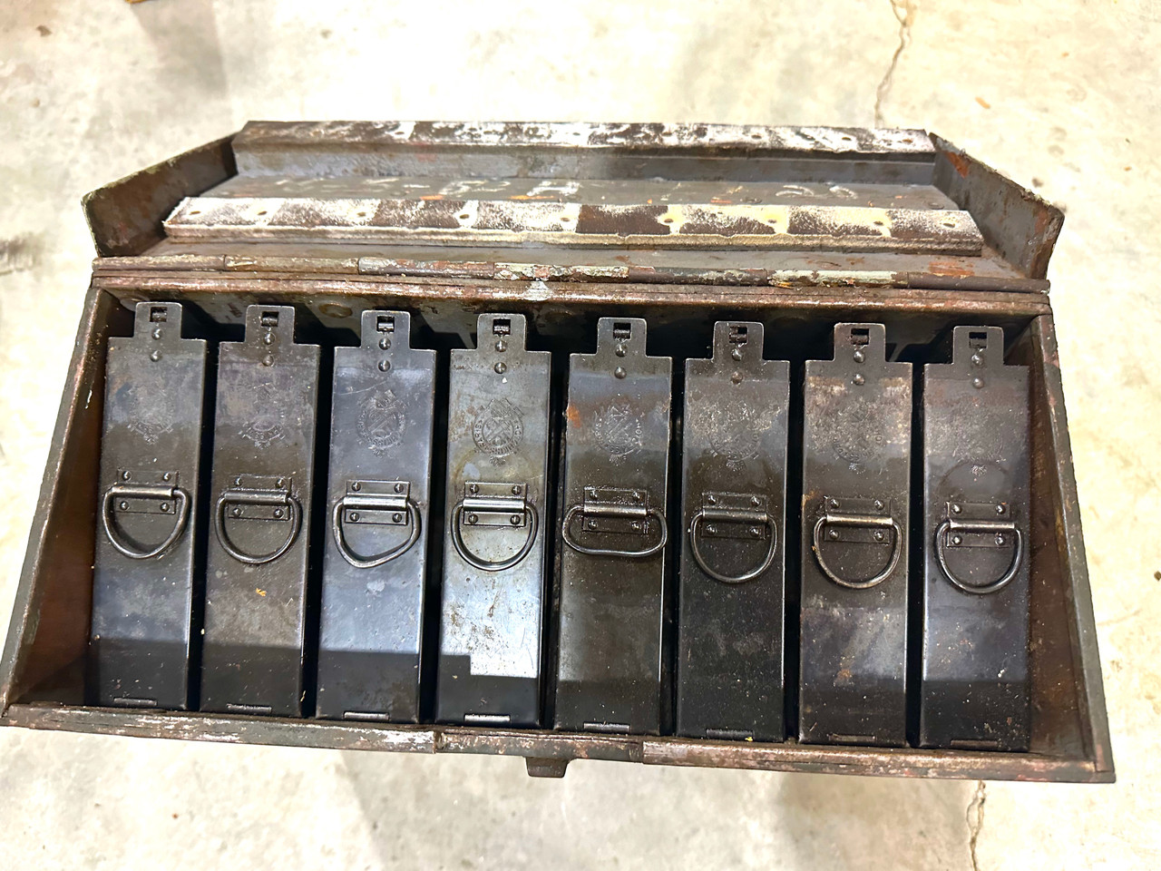 Lot: 13.2mm Hotchkiss M1929 Machine Gun Magazines with Case (SHIPS