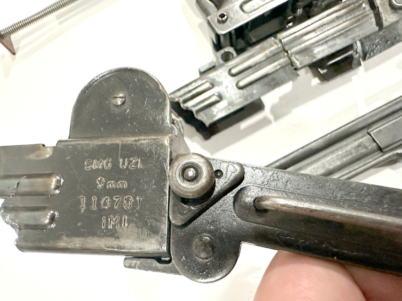 Uzi Folding Stock Parts Kit with "SMG UZI" and A R S Markings and GERMAN SAFETY  - 6 mags (1 x 32 rd & 5x 25 rd) - Good 