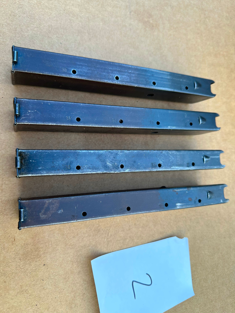 Lot 2: 4 x MP34 Magazines - 9mmx19, 9mm standard