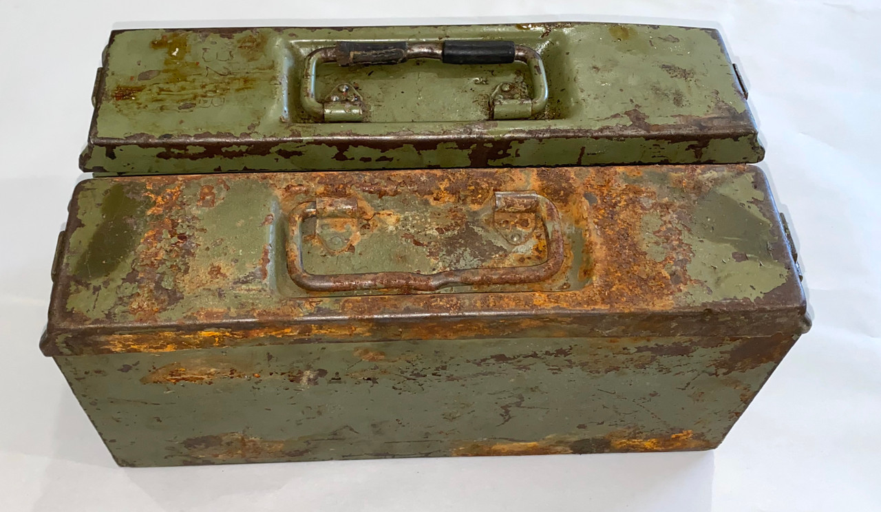 Lot: 2x *RARE* WW2 Marked Ammunition Can - Patronenkasten 41 Flat Top / Late War -Low Grade
