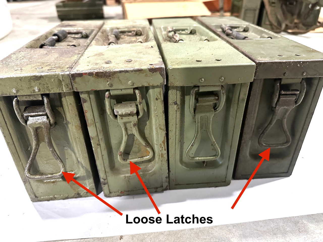 Lot of 4 x VZ37 8mm Ammo Cans - Fair Condition