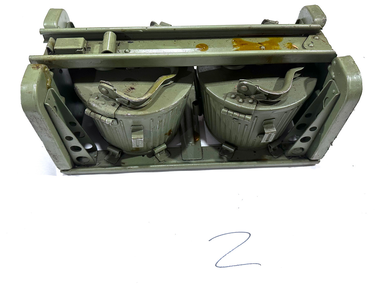 251119-02:  Original WW2 dated Basket Drum and Carrier Set  (Yugo Repainted)  (SHIPS FREE in Lower 48)