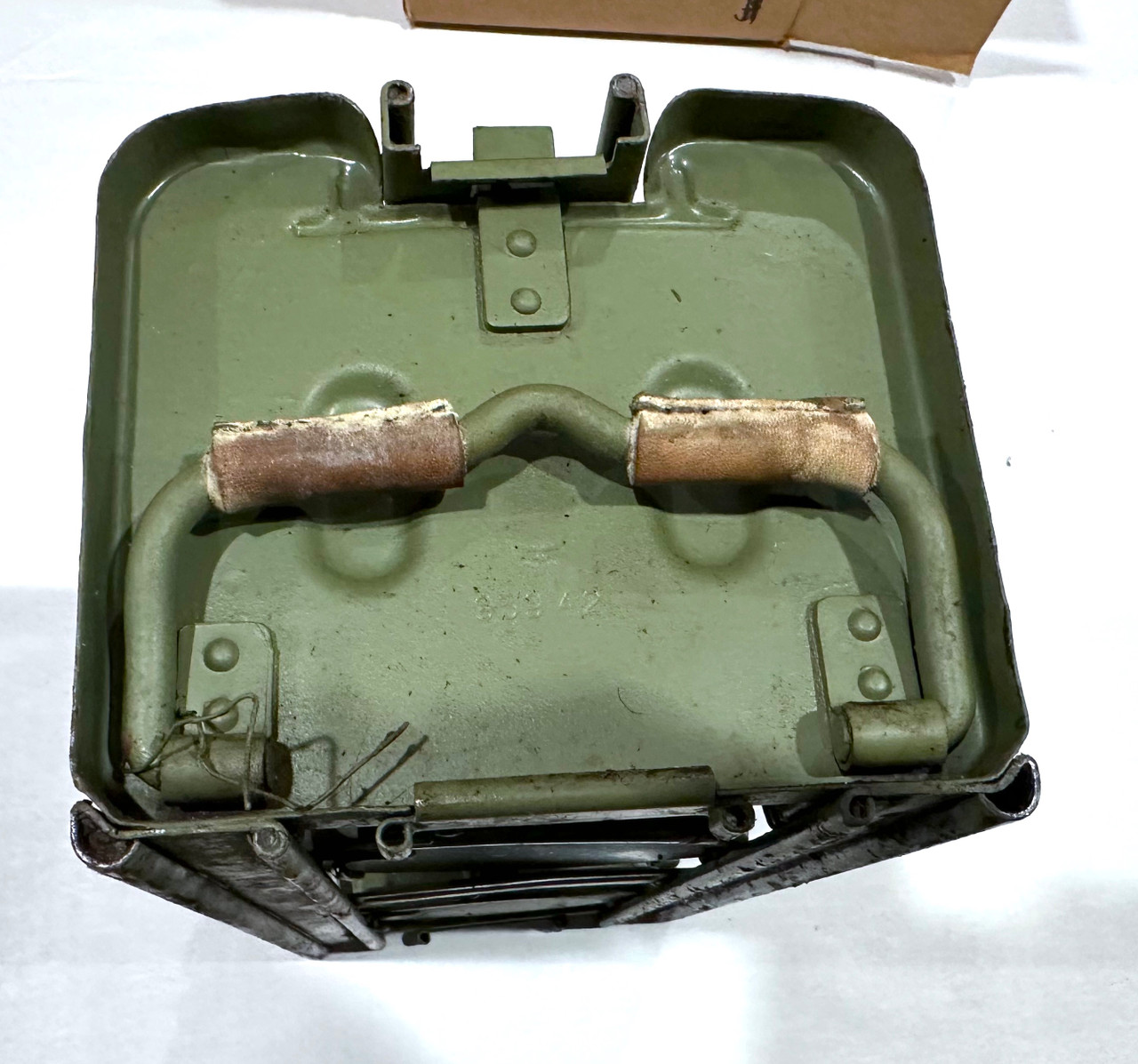251119-04:  Original WW2 dated Basket Drum and Carrier Set  (Yugo Repainted)  (SHIPS FREE in Lower 48)