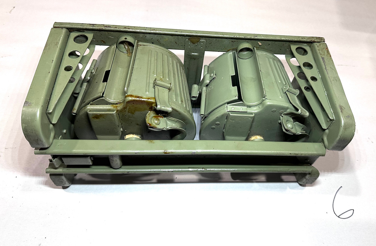 251119-06::  Original WW2 dated Basket Drum and Carrier Set  (Yugo Repainted)  (SHIPS FREE in Lower 48)