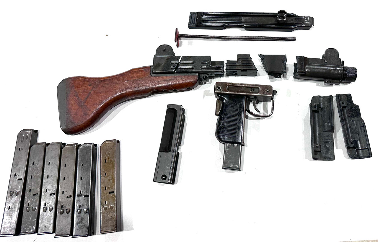 Lot 260217-02: Uzi Wood Stock Parts Kit with 7 mags (1 x 32 rd & 6 x 25 rd) - Ships Free in Lower 48