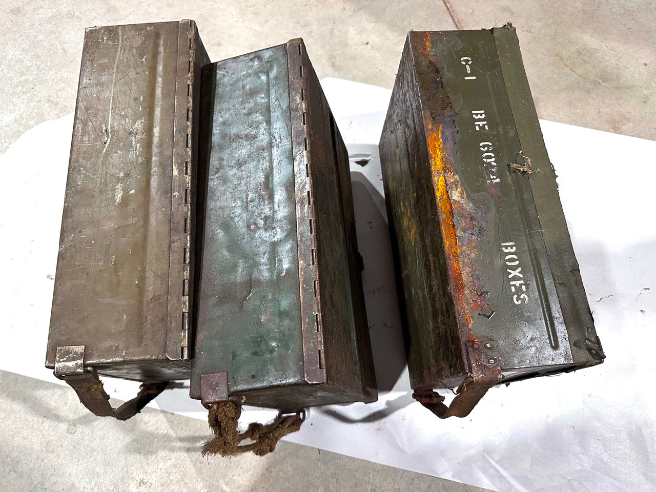 Lot 260302-02: 3 x Bren Magazine Boxes with Cloth Handles