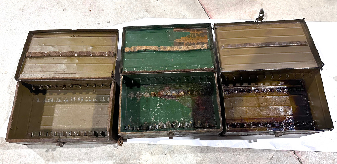 Lot 260302-02: 3 x Bren Magazine Boxes with Cloth Handles
