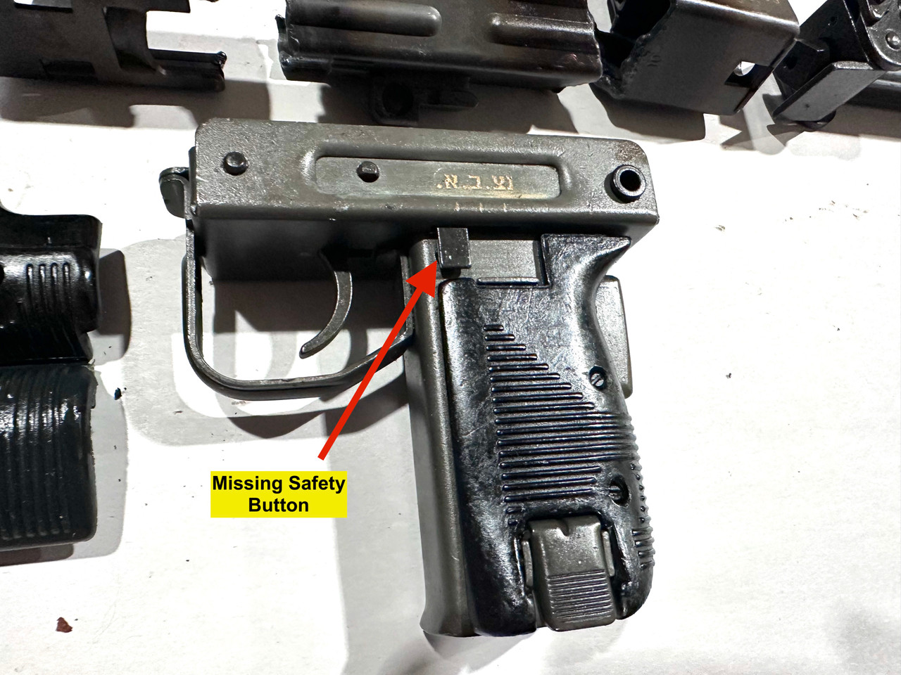 Uzi Folding Stock Parts Kit - No Mags - Missing Safety Button - Good Finish - Ships Free in Lower 48