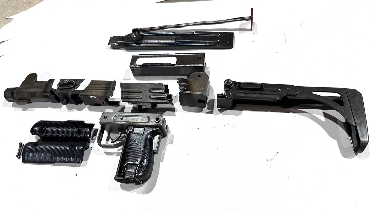 Uzi Folding Stock Parts Kit - No Mags - Missing Safety Button - Good Finish - German Safety Ptrn - Ships Free in Lower 48