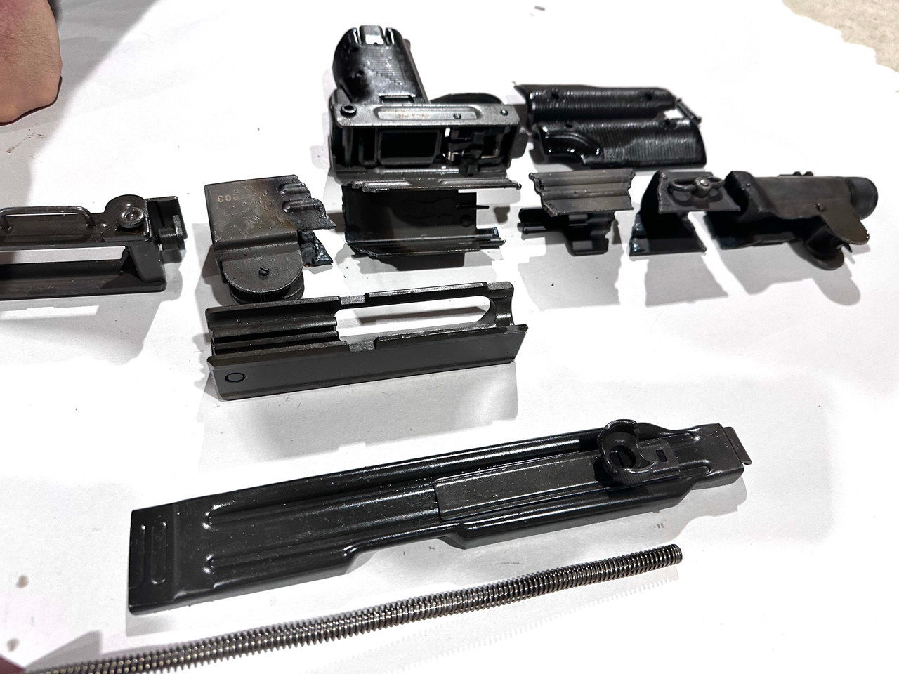 Uzi Folding Stock Parts Kit - No Mags - Missing Safety Button - Good Finish - German Safety Ptrn - Ships Free in Lower 48