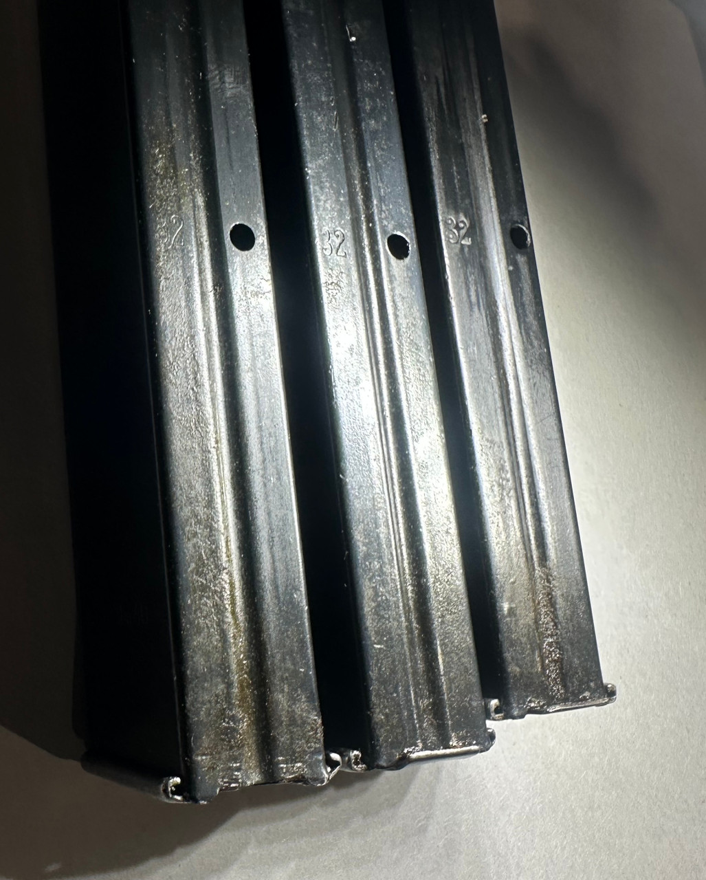 Lot of 3 x MP40 'slab side' Magazines with Steyr markings dated 1941 - Low Grade Bottom Plate