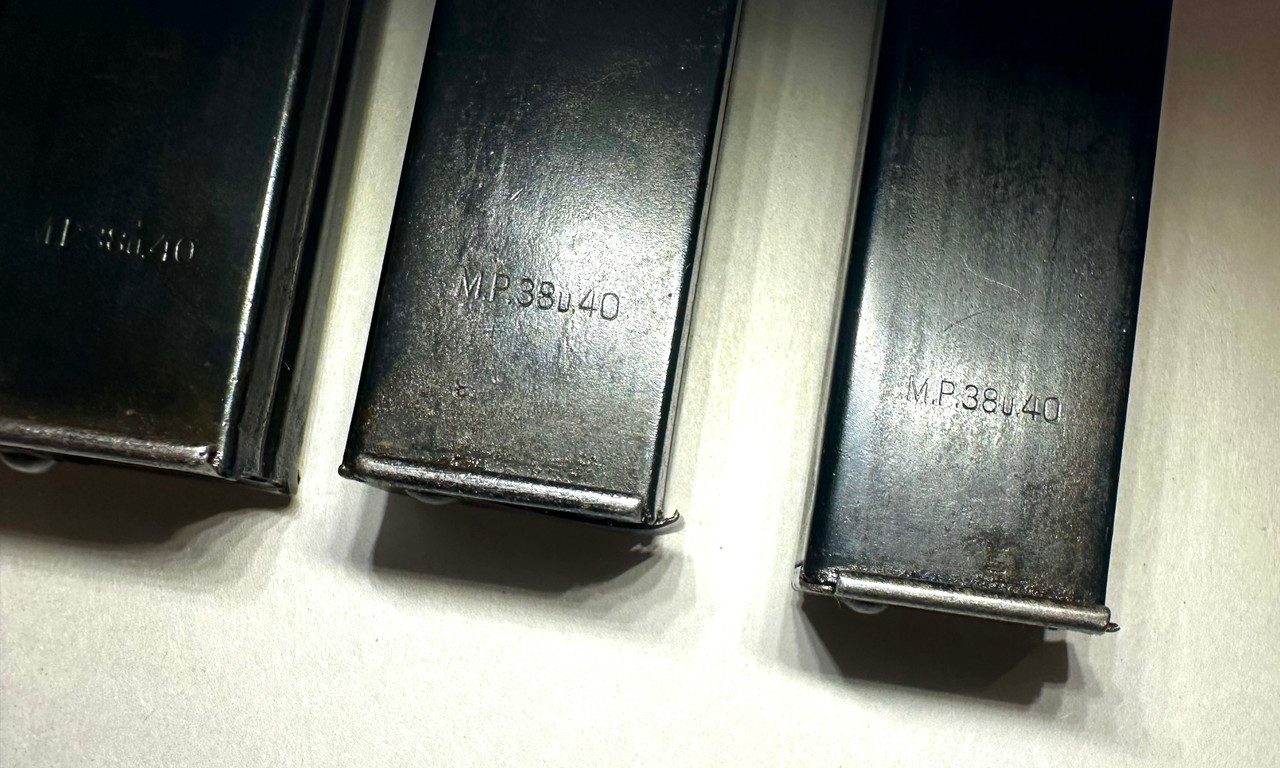 Lot of 3 x MP40 'slab side' Magazines with Steyr markings dated 1941 - Low Grade Bottom Plate