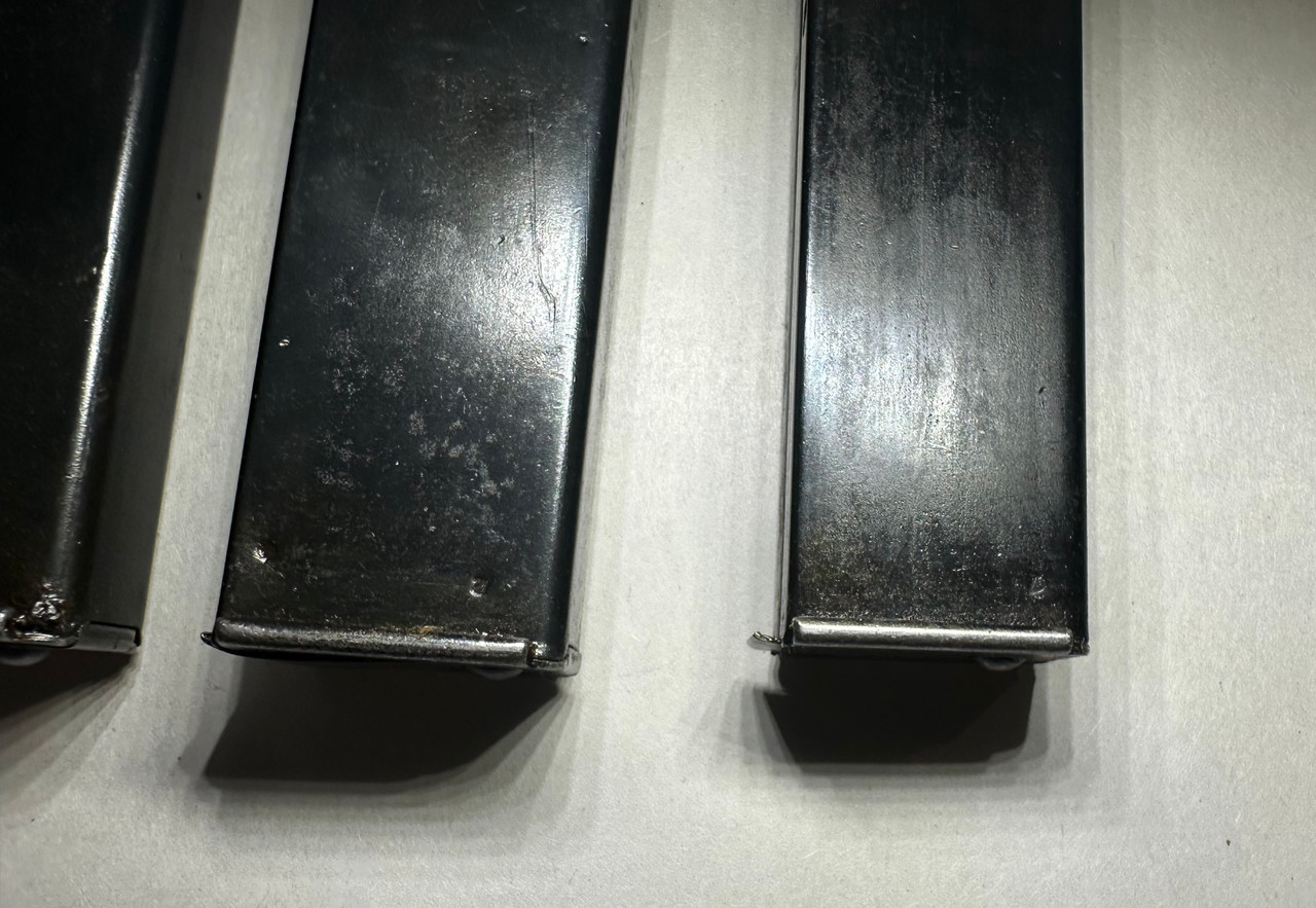 Lot of 3 x MP40 'slab side' Magazines with Steyr markings dated 1941 - Low Grade Bottom Plate
