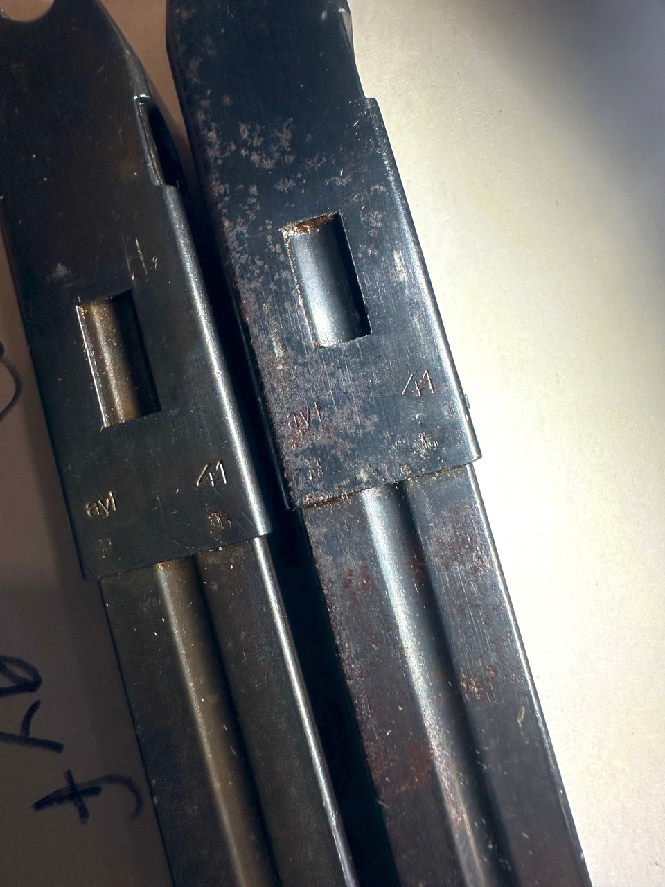  Lot of 2 x MP40 'slab side' Magazines with Erma markings dated 1941 