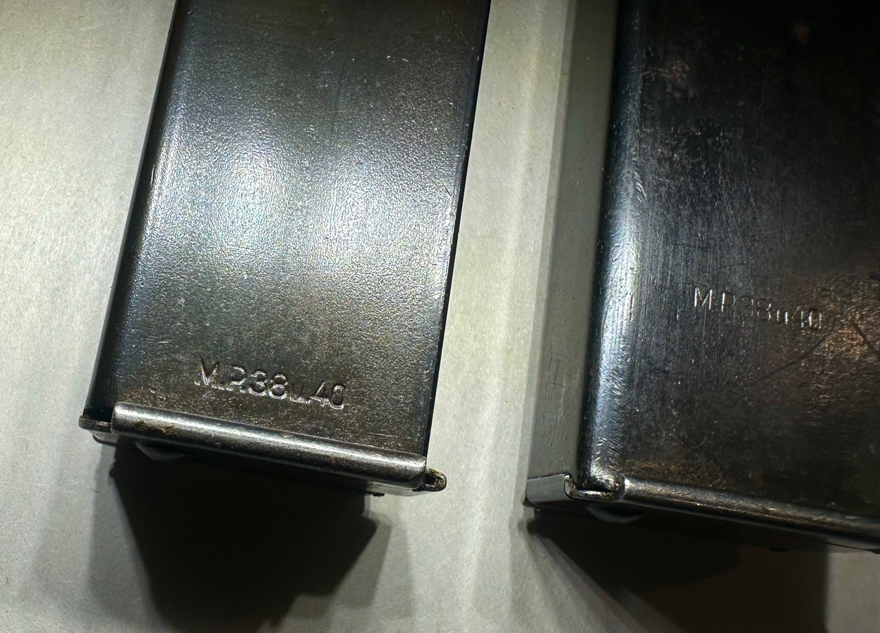  Lot of 2 x MP40 'slab side' Magazines with Erma markings dated 1941 