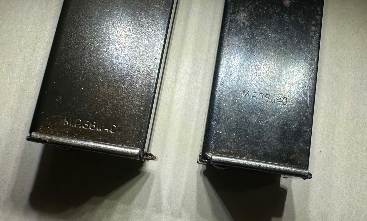  Lot of 2 x MP40 'slab side' Magazines with Erma markings dated 1941 