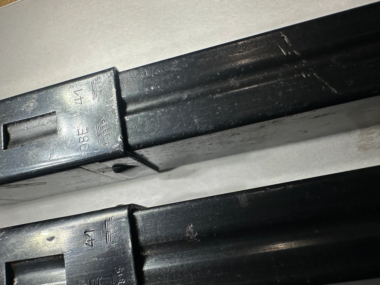 Lot 260430-06: 3 x MP40 'slab side' Magazines with Steyr markings dated 1941