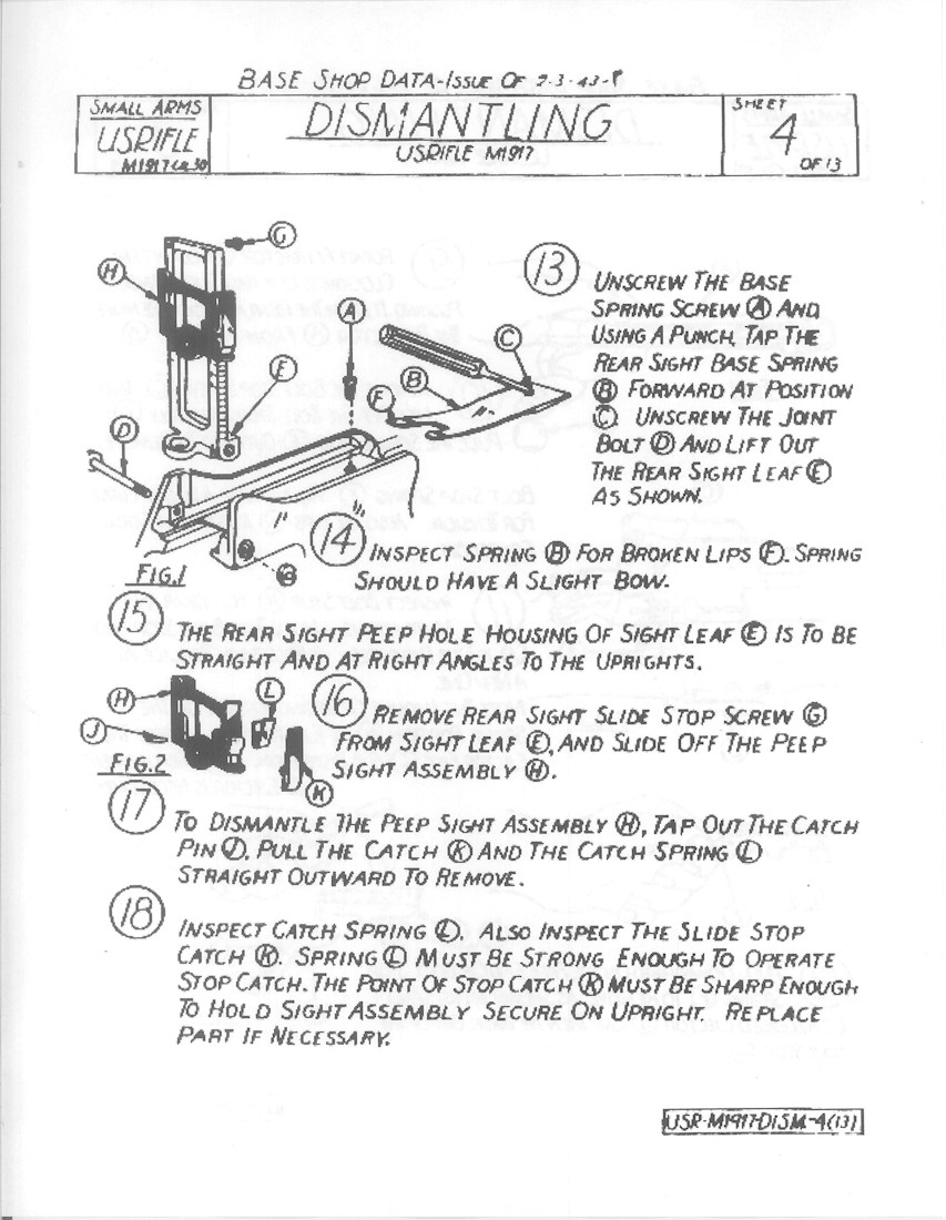 U.S. - Model 1914 / Model 1917 Rifle - Base Shop Data - WW2 Military Issue