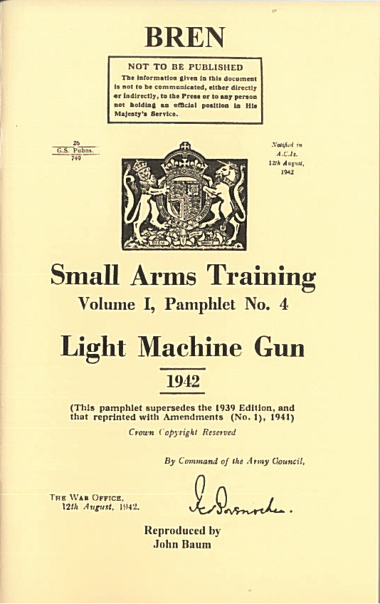 LMG (Bren) Training Manual - WW2 Military Issue