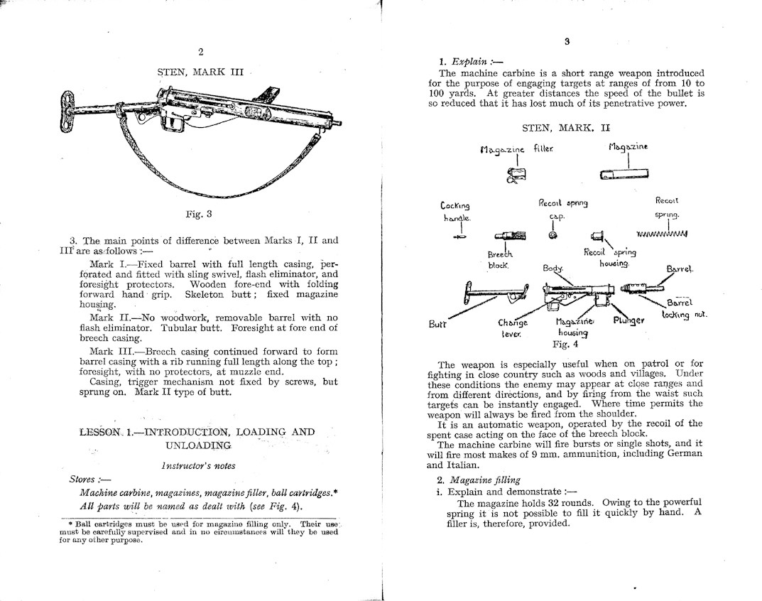 Sten Training Manual - WW2 Military Issue