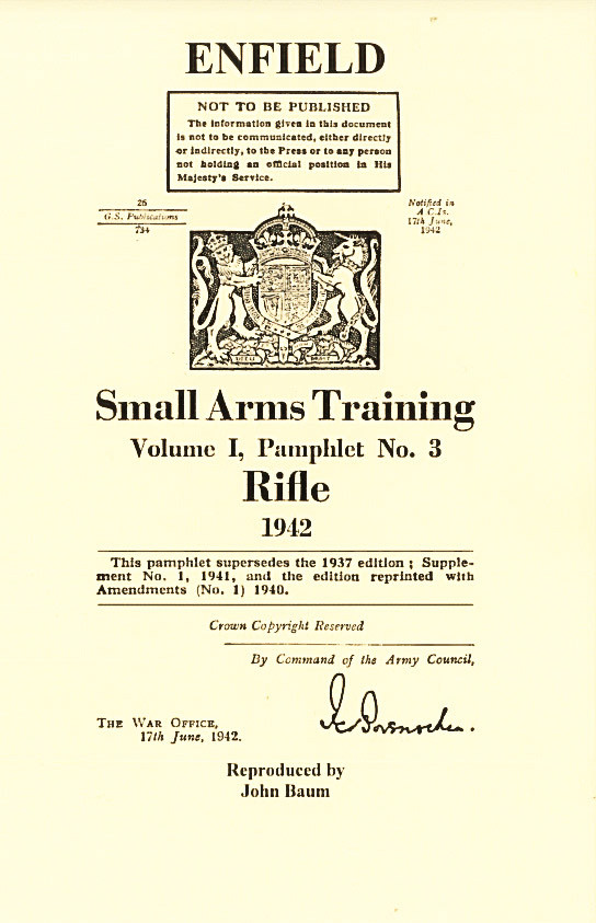 Enfield (Rifle) Training Manual - WW2 Military Issue