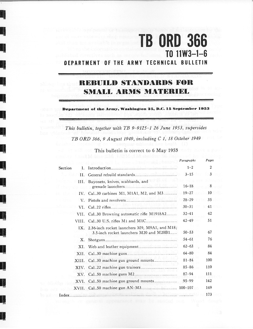 U.S. TB ORD 366 - Rebuild Standards for Small Arms - Military Issue