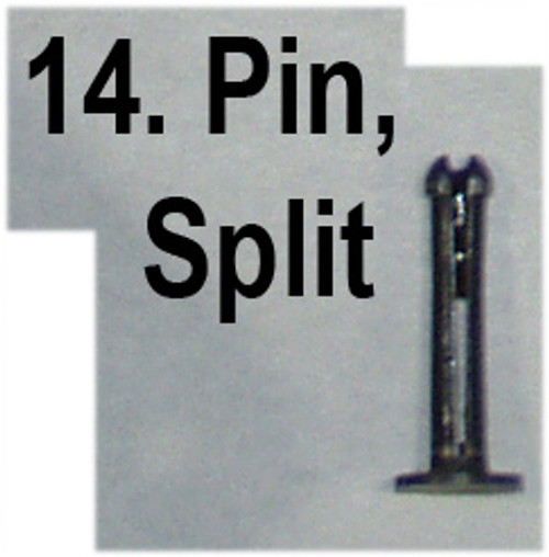 14: PIN, split, bush, axis side levers (finish removed)