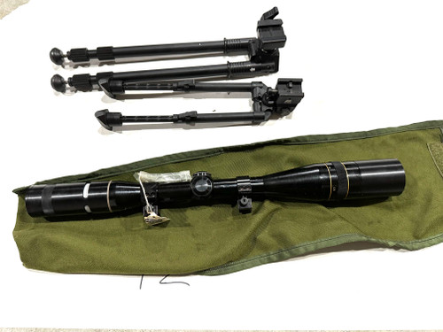 Lot 12:  Vintage Leupold 12x Scope with Rings and MSN 67 Markings, 2 x bipods