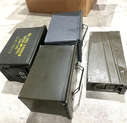 Lot 250829-02: 3 x USGI Ammo Cans, 1 German Ammo Can Lot 250829-02: 3 x USGI Ammo Cans, 1 German Ammo Can